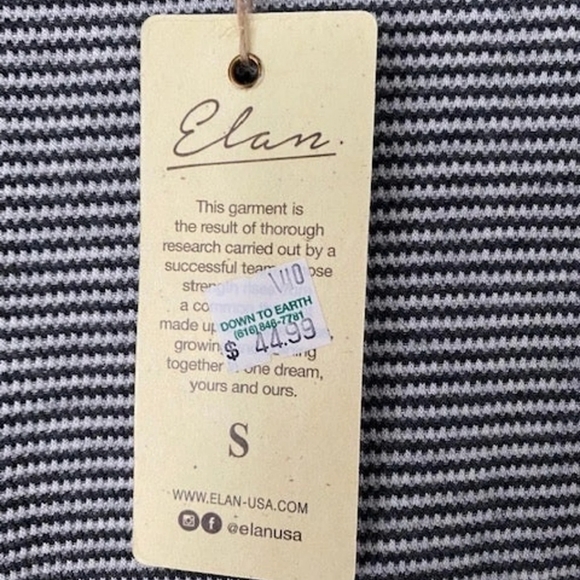 Elan Black White Stripe Tie 3/4 Sleeve Dress S NWT - Picture 5 of 5